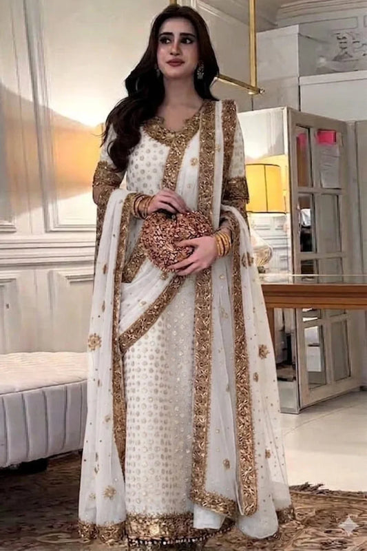 Haris Shakeel Off White Heavily Embellished 3 Piece Suit
