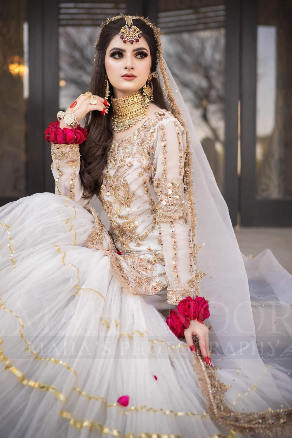 Unstiched Organza Bridal Wear Piece
