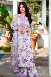 Unstitched 3 Piece Luxury Lawn Purple Lilac 9mm