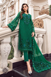 Unstitched Luxury Chiffon Emerald Green MBC-22-108