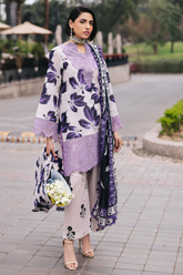 Unstitched 3 Piece Lawn Mahnur ML-Lilac