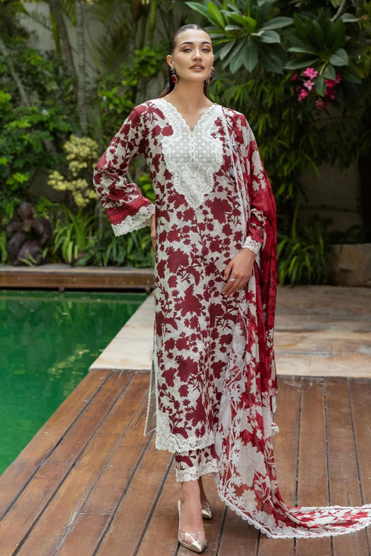 Zainab Chottani Red Unstiched Digital Printed 3 piece Suit