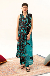 Unstitched Three Piece Printed Lawn Black Splash AP-08