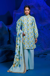 Unstitched Printed Lawn 3 Piece Salt Water