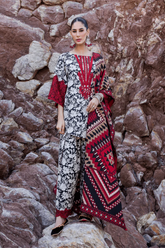 Unstitched Lawn Embroidered Black Sun Flower ASNA