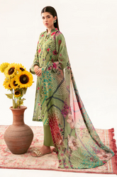 Unstitched Three Piece Printed Lawn Forest Green AP-06