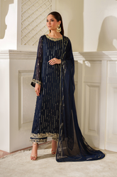 CC-89 NAVY & GOLD Formal Wear Unstitched Chiffon
