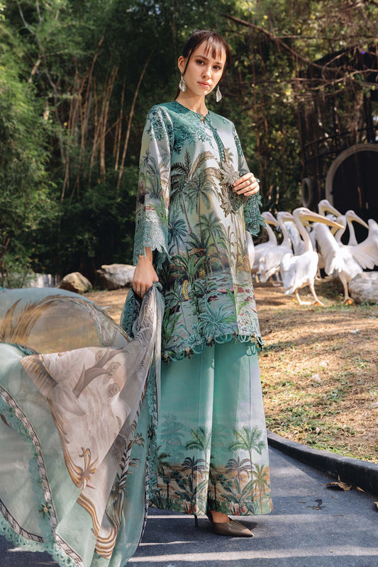 Maria B - Blue Safari Scape 3-Piece Suit