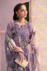 Maria B Floral Purple Luxury Embroidered 3 Piece Suit