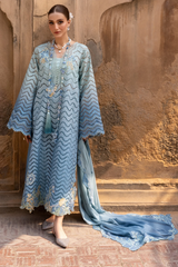 Crimson Ocean Blue Ombre Luxury Lawn 3-piece Suit