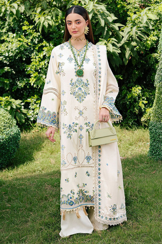Mahnur Luxury Off-White Lawn 3-Piece Suit