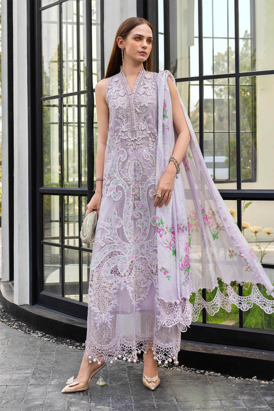 Maria B Lavendar Luxury Embroidered 3 Piece Suit