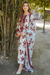 WPR-Red 24A 9mm Unstitched 3 Piece Luxury Lawn