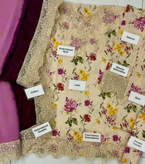 IZK-UE-544A Skin Floral Unstitched 3 Piece Luxury Lawn