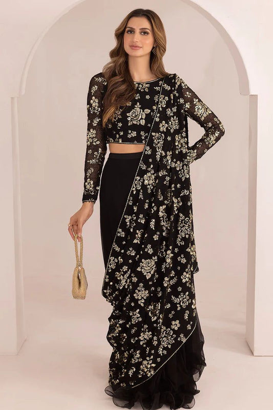 Jazmin Black chiffon saree