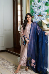 Faiza Rehman Luxury 3-piece Suit with Navy Dupatta