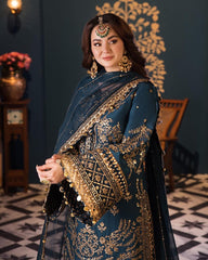 Asim Jofa Luxury Teal 3-Piece Suit