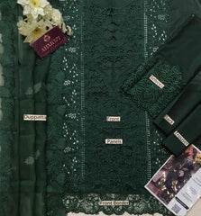 Bin Ilyas Bottle Green Luxury Embroidered Lawn 3 Piece Suit