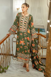 Aneela’s Green Unstitched Luxury Lawn 3 Piece LUX-15