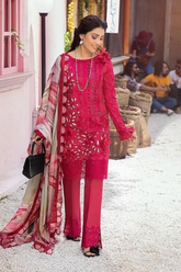 Unstitched 3 Piece Luxury Chikankari D04 Ruby Woo