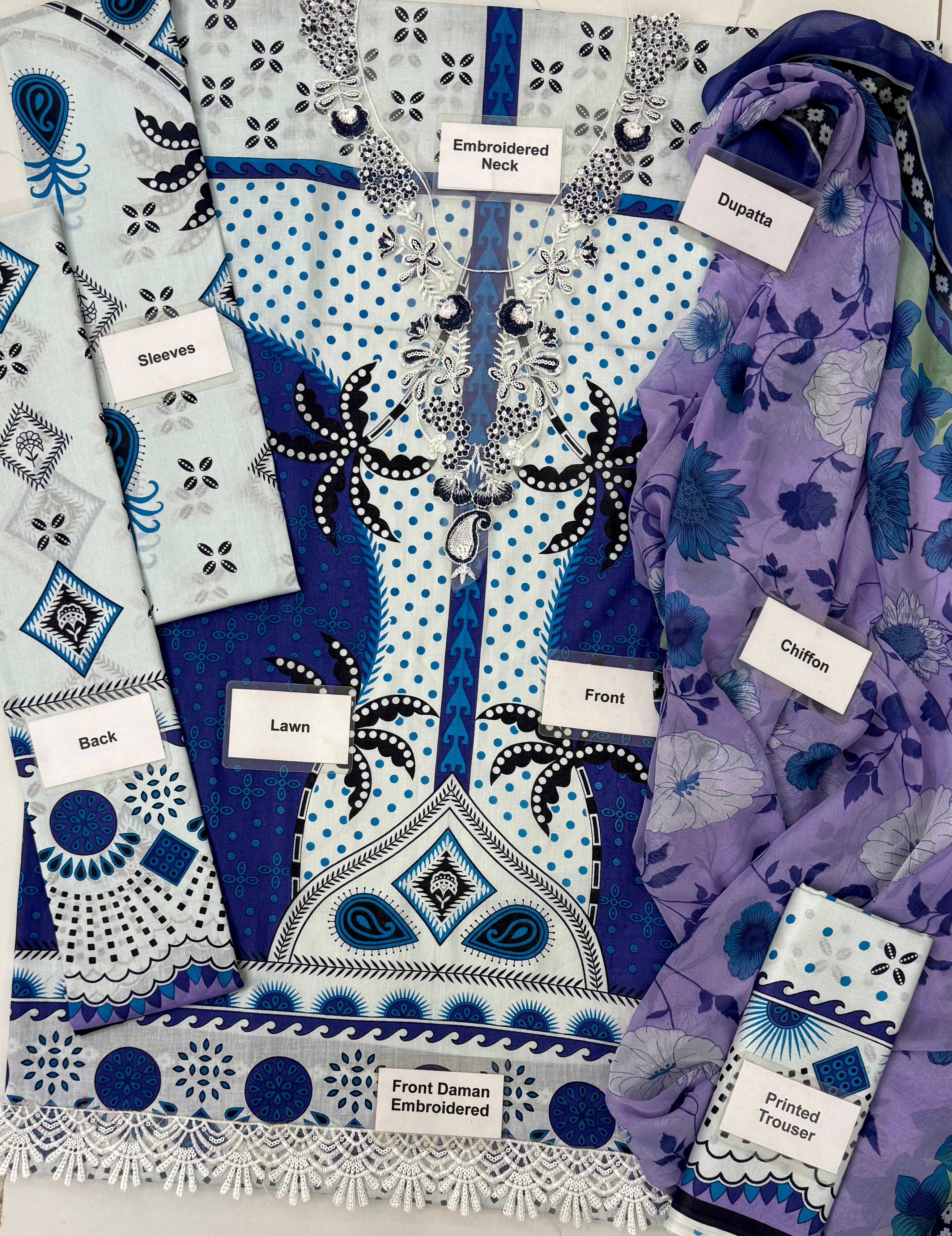 Unstitched 3 Piece Embroidered Lawn HLM-D6B Ksenia