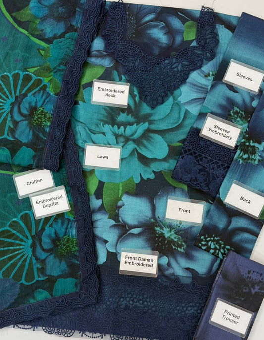 Baroque Zinc Unstitched Luxury Lawn 3 Piece Suit