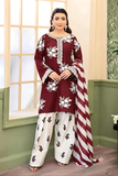 Zara Shahjahan Maroon Lawn 3-Piece Suit