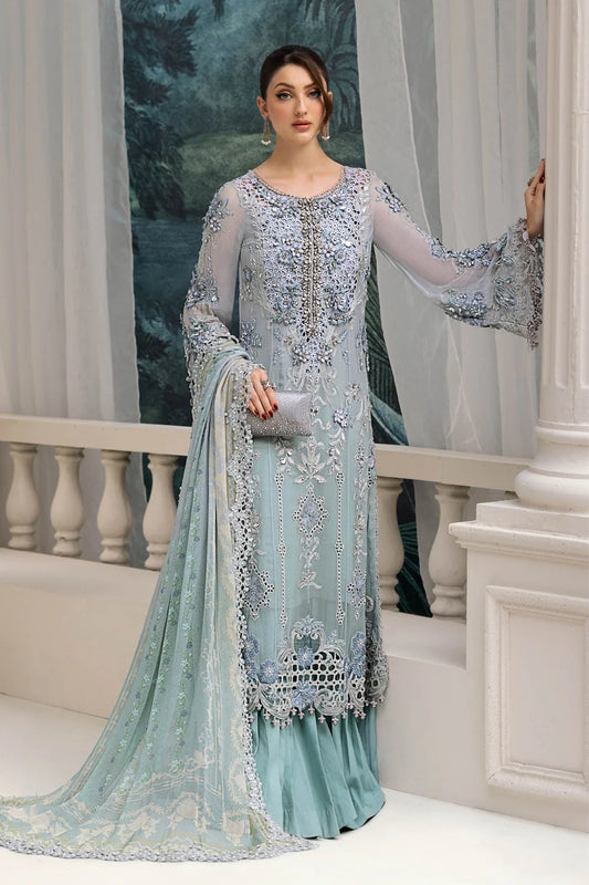 Maria B. Chiffon Embroidered 3 Piece Suit