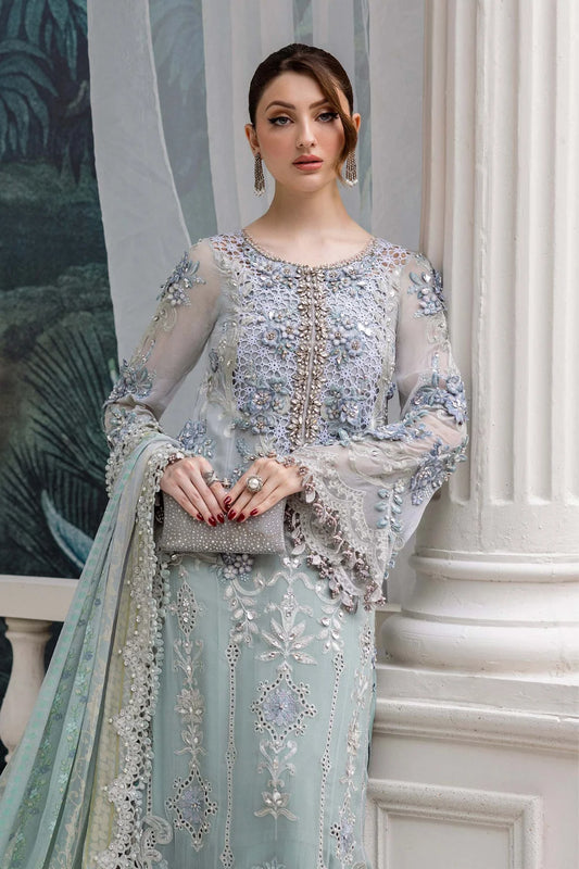 Maria B. Chiffon Embroidered 3 Piece Suit