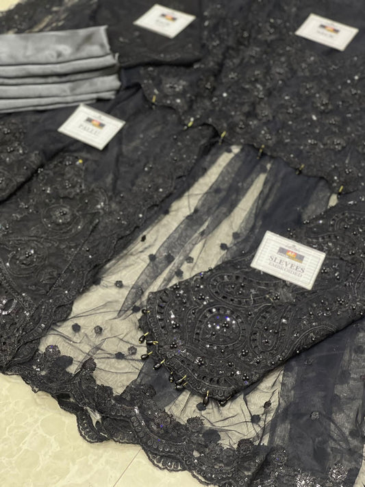 Maria B Couture Black Net Saree