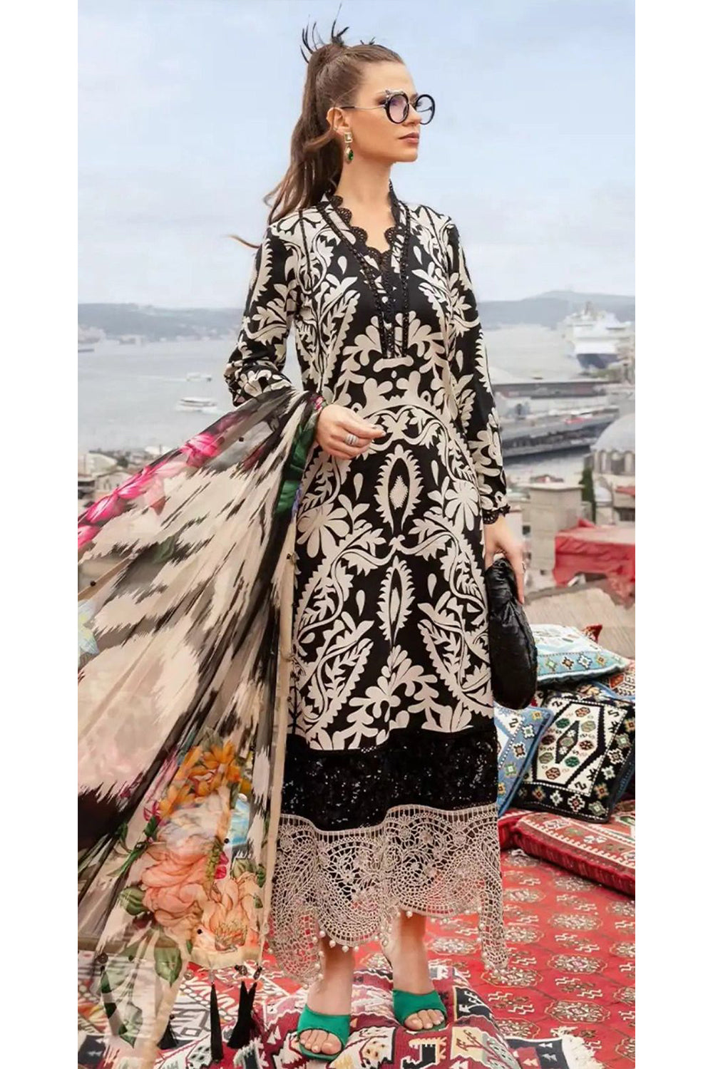 Dupatta Embroidered Lawn 3 Piece Unstitched MPT-2407-B