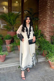 Maria B Off White & Black Chiffon 3 Piece Suit