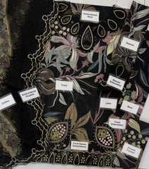 Baroque Black UF-4090 Unstitched Luxury Lawn 3 Piece