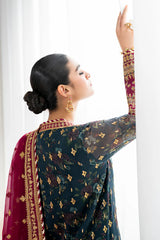 Baroque Luxury Embroidered Chiffon 3 Piece Suit