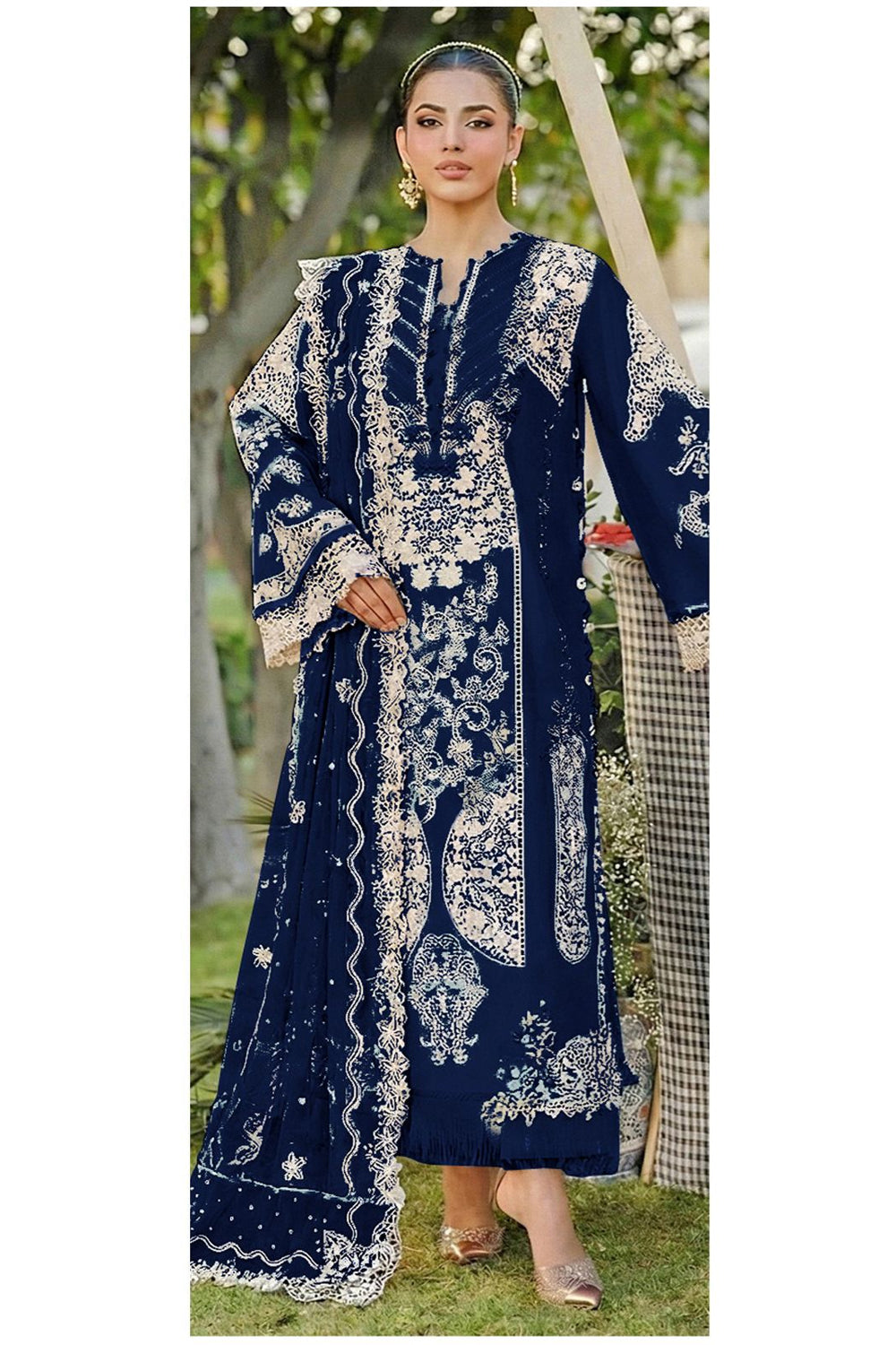 Elaf Chikankari Luxury  Embroidered Unstitched 3 Piece Suit