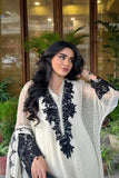 Maria B Off White & Black Chiffon 3 Piece Suit