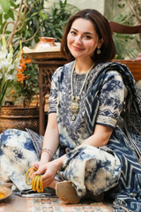 Unstitched 3 Piece Lawn Embroidered SP-Blue