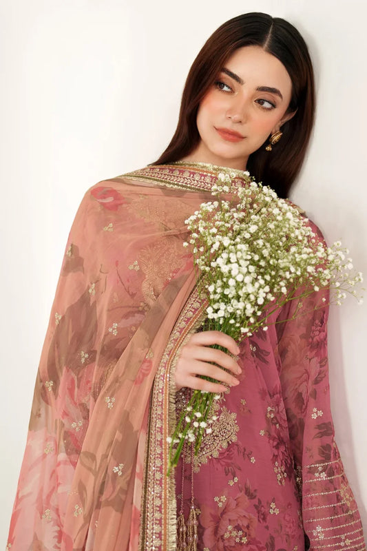 Jazmin Mauve Chiffon Unstitched 3 Piece Suit
