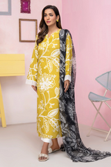 Unstitched Three Piece Printed Lawn LL-2 Royal Yellow