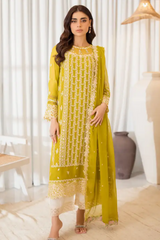 Unstitched Chiffon Embroidered 3 Piece Suit Amber Glow