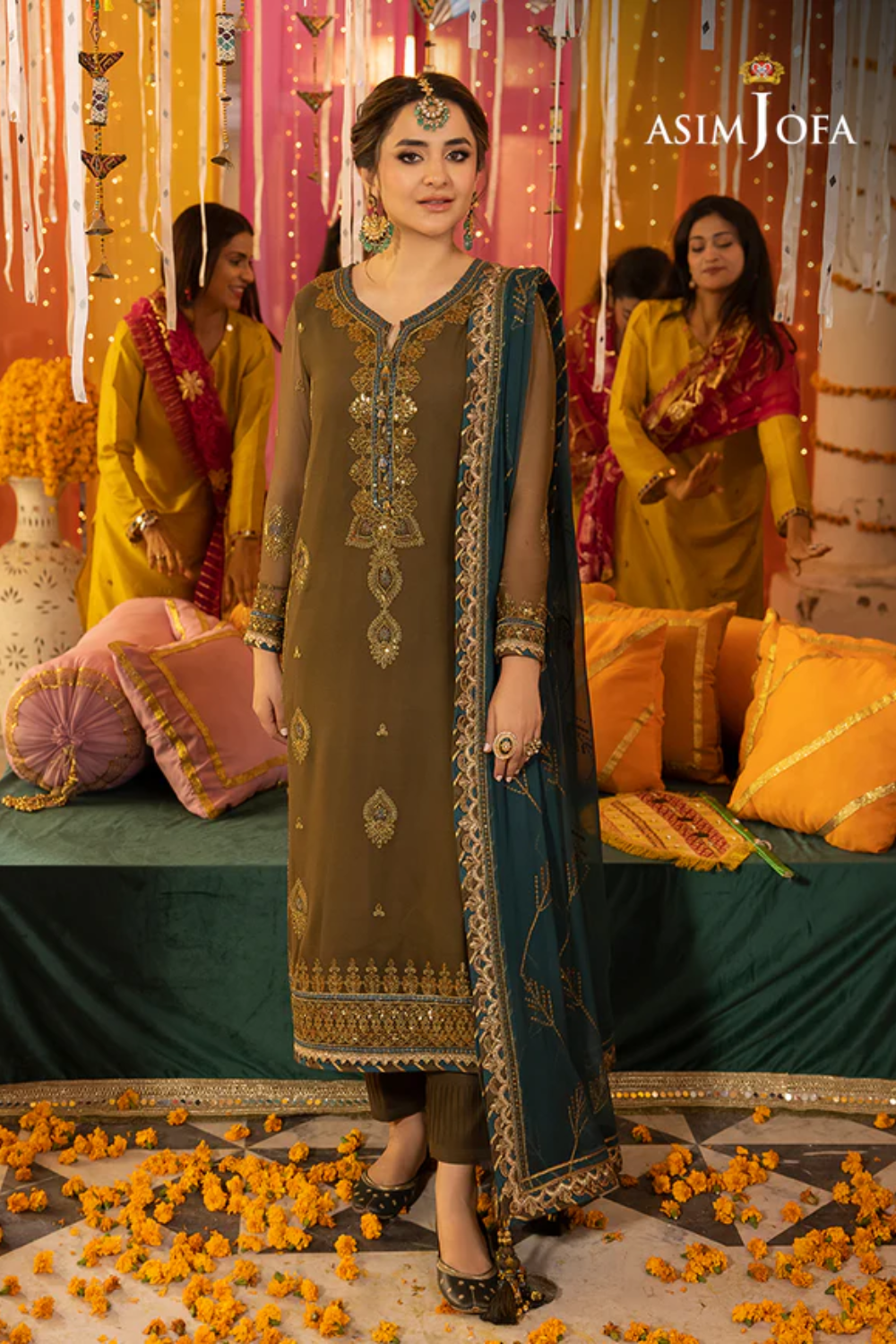 Unstitched Chiffon Embroidered 3 Piece Suit AJ-D16