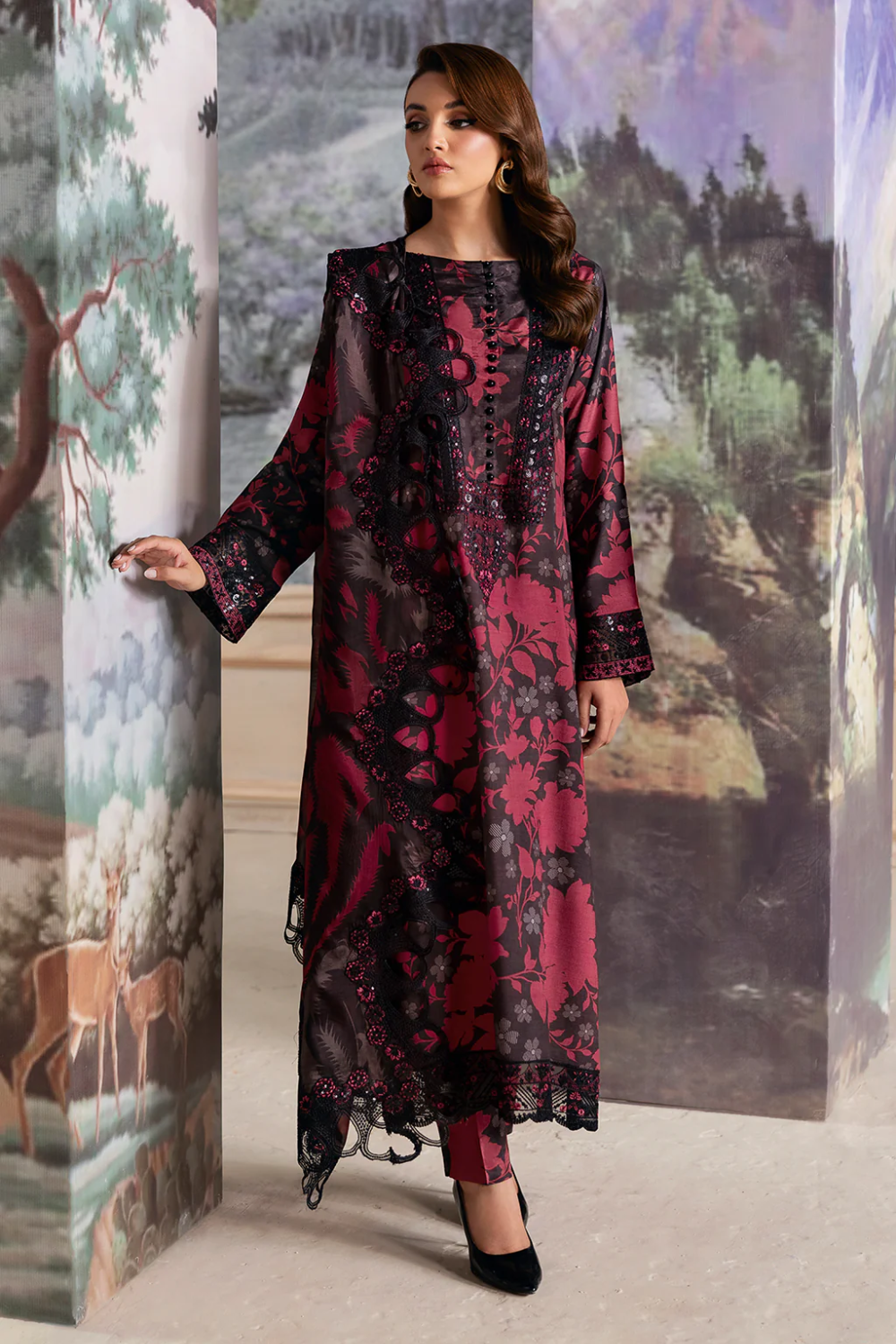 Unstitched Lawn Embroidered 3 Piece JR-503