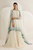 Jazmin White & Blue Chiffon 3-Piece Suit