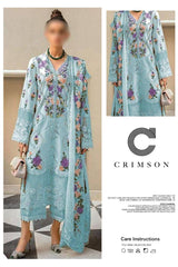 CRS-SKY BLUE Moonsoon Blooms Embroidered Lawn Chikankari Unstitched 3 Piece