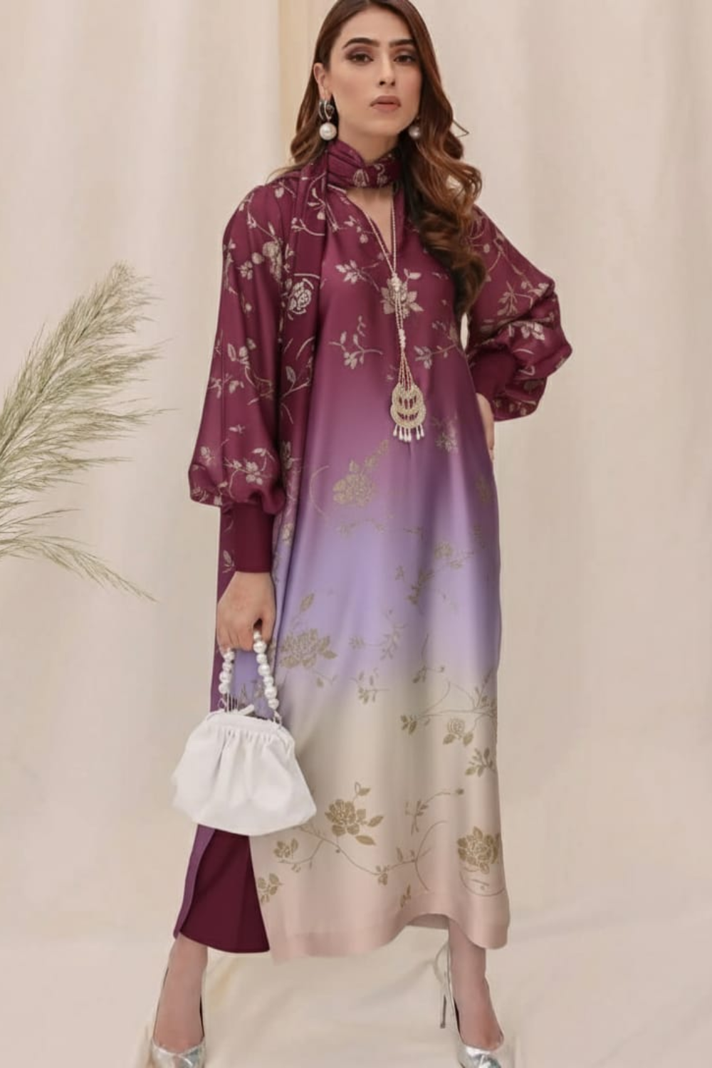 Silk Unstiched Co-Ords Set Tye & Silk