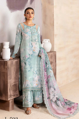 Unstitched Lawn Embroidered 3 Piece JR-502