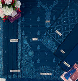 Azure Embroidered Chiffon 3 Piece Suit