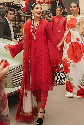 Mushq Chickankari Unstitched 3 Piece Suit