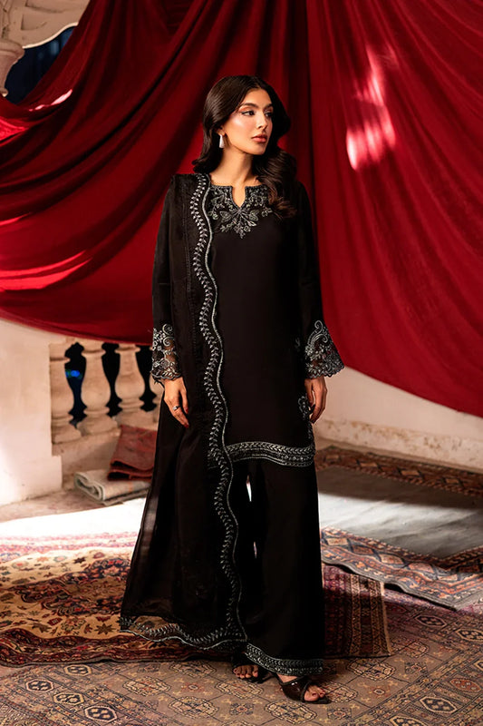Azure Chiffon Embroidered  3 Piece Suit