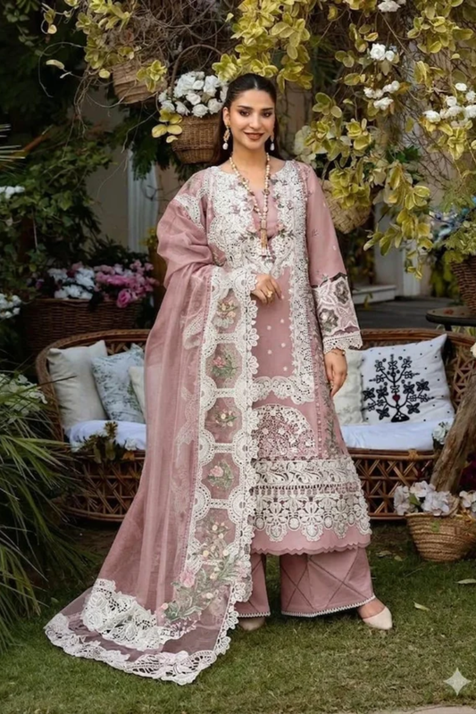 Elaf Pink Lawn Unstitched 3 Piece Suit